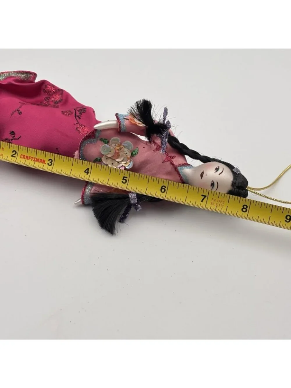 Ladies Of Elegance Glass Christmas Ornament Asian Girl Geisha Sequins Violet 8”